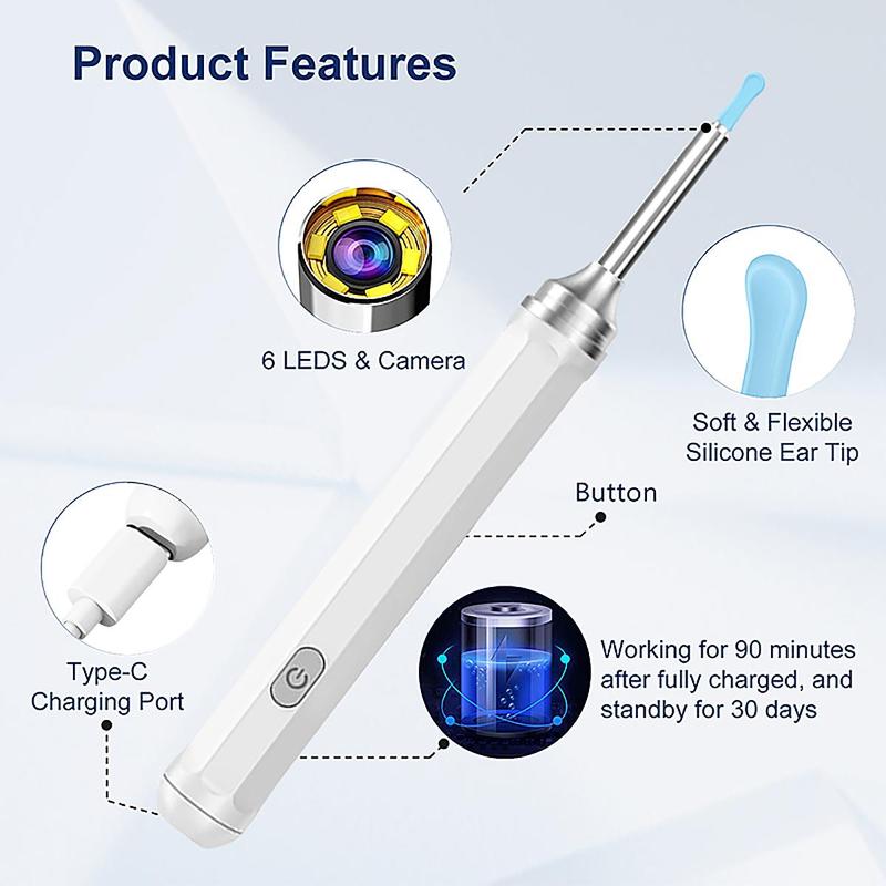 WiFi Smart Visual Electric Ear Cleaner with Camera (1 Set), USB Rechargeable Earwax Removal Tool Kit for Humans and Pets, Electric Earwax Spoon for Home