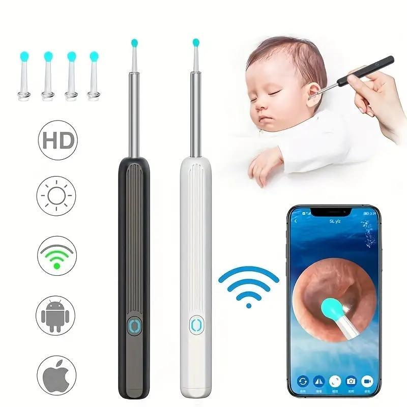 Rechargeable Ear Wax Removal Tool, 1 Set Ear Cleaner with Camera & Accessories, Ear Wax Removal Kit, Ear Cleaning Tool for Adults & Children, Christmas Gift