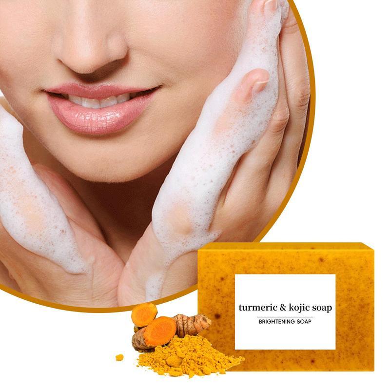 Turmeric & Kojic Acid Cleansing Soaps, Natural Extracts Soaps, Turmeric Soaps, Moisturizing Skincare Soaps for Women, Body Care Body Wash Soap Bars for Daily Summer Gift, Halloween Gift, Fall Essentials