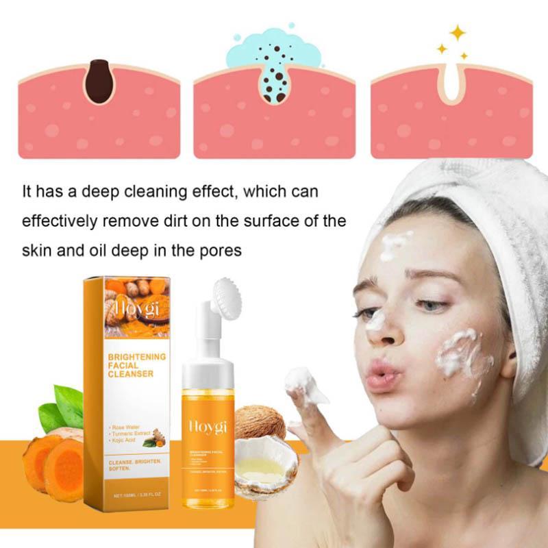 Brightening Turmeric Facial Skincare Cleanser, Comfort Deep Cleansing Hydrating Facial Cleanser, Suitable for Acne, Pimple, Blackhead, Oily Skin, Girl Shower Products, Facial Cleansing Care Products, Christmas, Christmas Gift