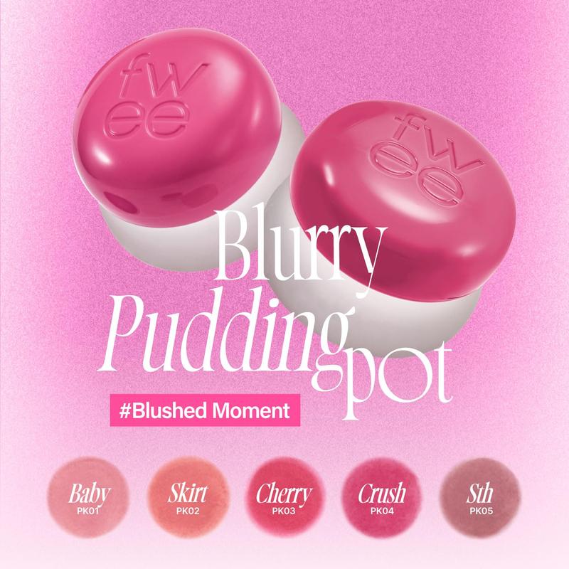 [Fwee] Lip&Cheek Blurry Pudding Pot 5g, All In One Makeup, Makeup Blush, Buildable Lightweight, Multi-Use Soft Matte Finish, Lip Balm, Lip Stick i love lipgloss