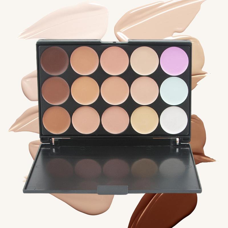 15 Color Concealer Palette, Long Lasting Concealer Cream, Highlighting Contouring Cream, Soft & Lightweight Makeup Palette for Women & Girls