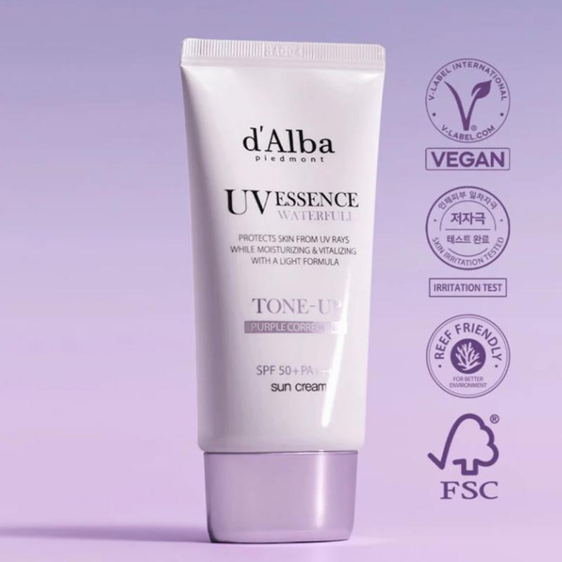 [d'Alba] Waterfull UV Essence Tone Up Sun Cream Purple Correcting SPF 50+ PA++++ 50ml Facial Skincare