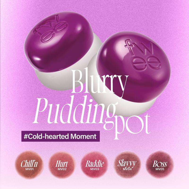 [Fwee] Lip&Cheek Blurry Pudding Pot 5g, All In One Makeup, Makeup Blush, Buildable Lightweight, Multi-Use Soft Matte Finish, Lip Balm, Lip Stick i love lipgloss