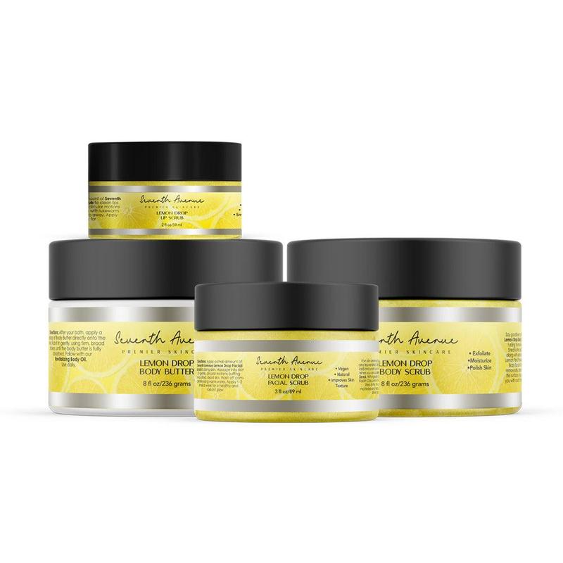 Vegan Lemon Drop Full Skin Care Bundle: Moisturizing Exfoliate