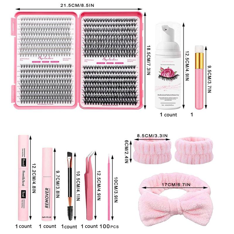 Mixed Length & Styles Curl DIY Eyelashes Kit, 1 Set Including Lash Clusters & Eyelash Glue & Tweezers & Eyelash Brush & Eyelash Cleanser