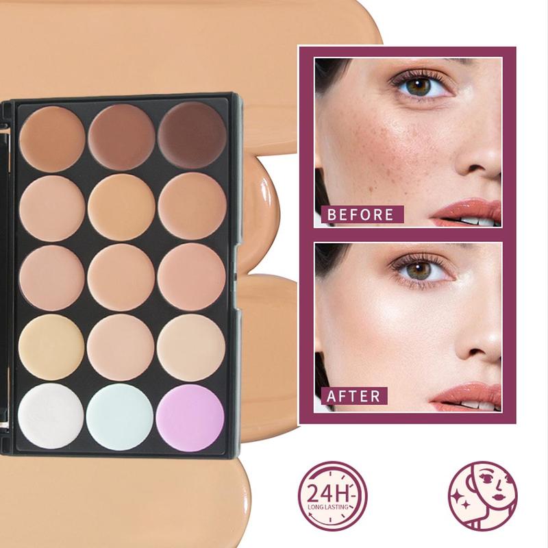 15 Color Concealer Palette, Long Lasting Concealer Cream, Highlighting Contouring Cream, Soft & Lightweight Makeup Palette for Women & Girls