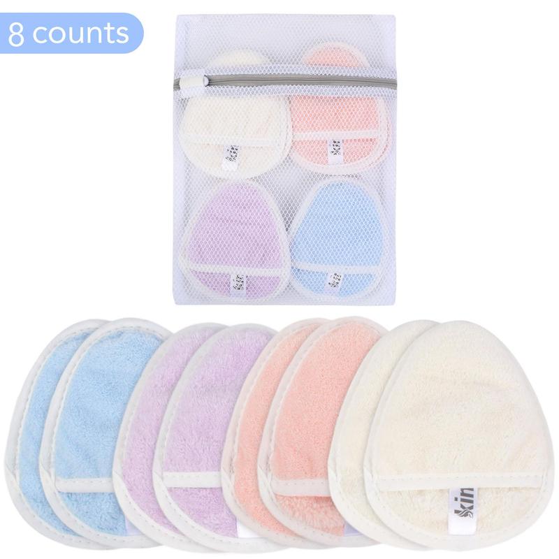 Reusable Makeup Remover Pads with Storage Bag, 8 Counts set Microfiber Makeup Remover Towelettes, Facial Cleansing Cloths for All Skin Types