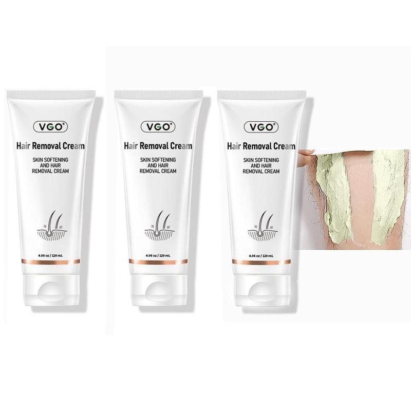 (3PCS) VGO Hair Removal Cream for Women & Men Painless Bikini Hair Removal Gel Hair Removal Lotion for Unwanted Hair, All Skin Types