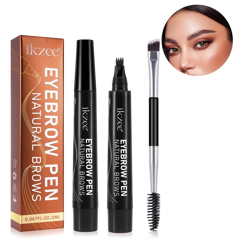 Long Lasting Eyebrow Pencil, Waterproof Eyebrow Pen & Double-ended Brow Styling Brush, Professional Eye Brow Makeup Tool