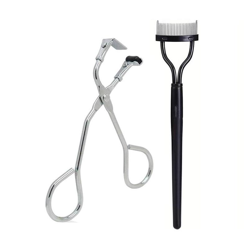 Partial Eyelash Curler & Eyelash Brush, 2 Counts set Eyelash Curling Tool, Cosmetic Eyelash Curler, Eyelash Makeup Tool, Portable Eyelash Curler