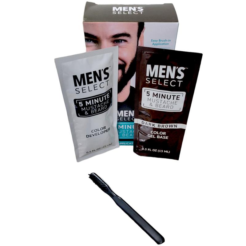 Men's Select Dark Brown Long-Lasting Dye for Men for Beard, Mustache and All Facial Hair in just 5 min Hair Dye Color Gentle Haircare Salon