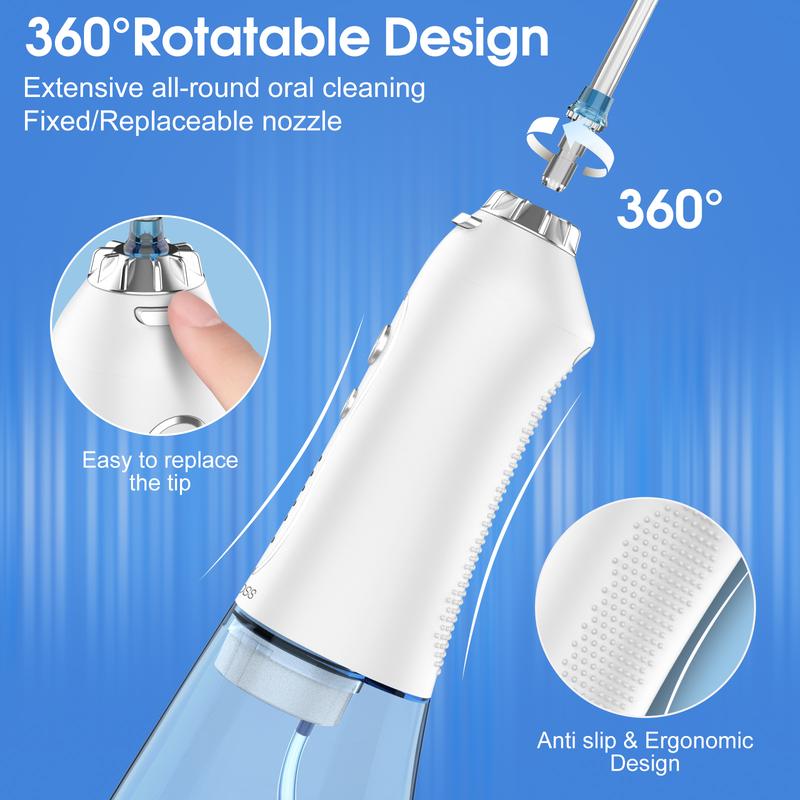 h2ofloss water flosser 300ML watertank & IPX7 Waterproof plus 5 modes,Cordless Oral Irrigator HF-6