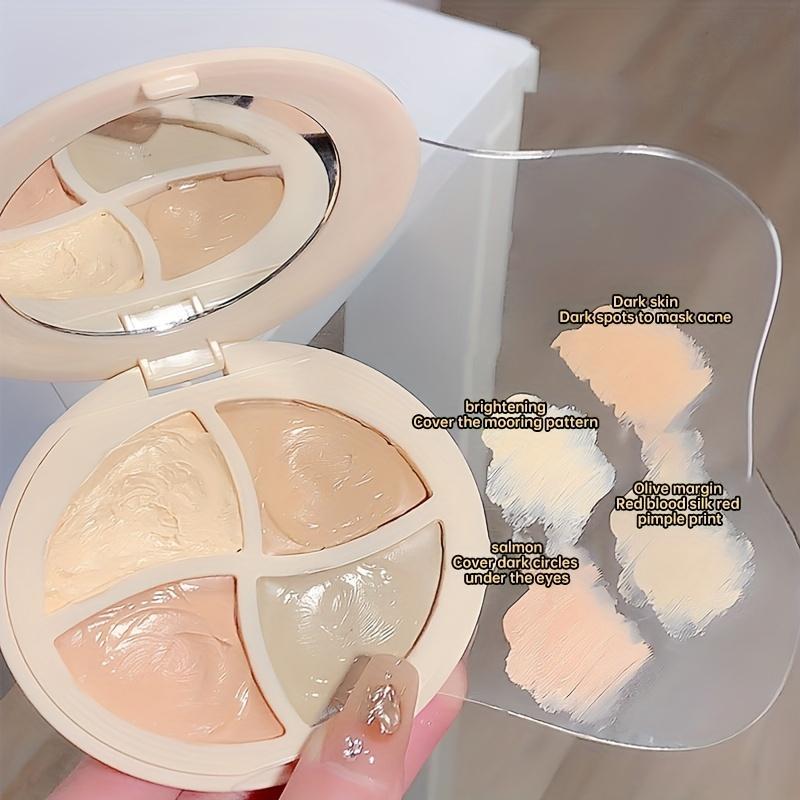 Multi-purpose Long Lasting 4 Color Concealer, Versatile Hydrating Concealer Palette for Contouring, Acne Marks Dark Spots Covering