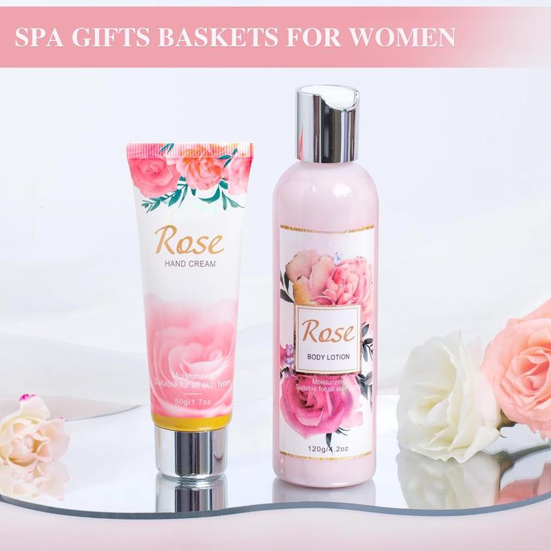 Gifts for Women, Happy Birthday Gifts for Women, Bath and Body Gifts for Women with Unique Rose Self Care Gifts, Home Spa Gift Basket Ideas for Mom, Girlfriend, Sister, Female Friends, Coworker