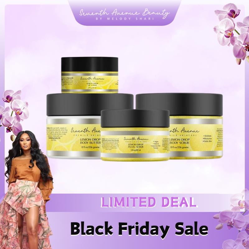 Vegan Lemon Drop Full Skin Care Bundle: Moisturizing Exfoliate