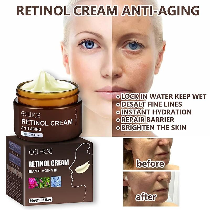 EELHOE Retinol Face Cream, Anti Aging, Anti Wrinkle, Hydrating, Firming, Revitalizing, with Hyaluronic Acid Vitamin E Hexapeptide, Moisturizer, Tightening, and Deep Hydration Moisturizing Skincare Comfort Skin Repair Hydrate