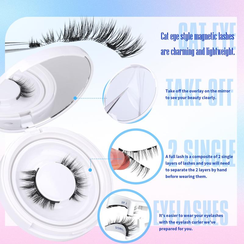 Magnetic Eyelashes Manga Natural Lashes Magnetic No Glue Needed Anime Eyelashes Strip Wispy False Eyelashes Magnetic Eye Lashes with Applicator Durable 1 Pair