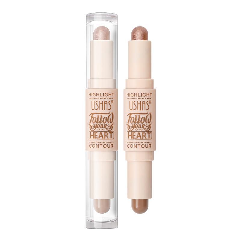 2 in 1 Highlight Contour Stick, Natural Shimmer Makeup Shading Stick, Face Highlighter Bronzer Stick, Face Contouring Stick, Face Makeup Product, Daily Cosmetic