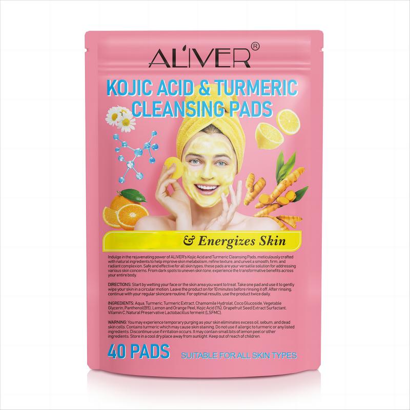 Live Aliver Kojic Acid & Turmeric Cleansing Pads, Skincare Comfort (40 pads)