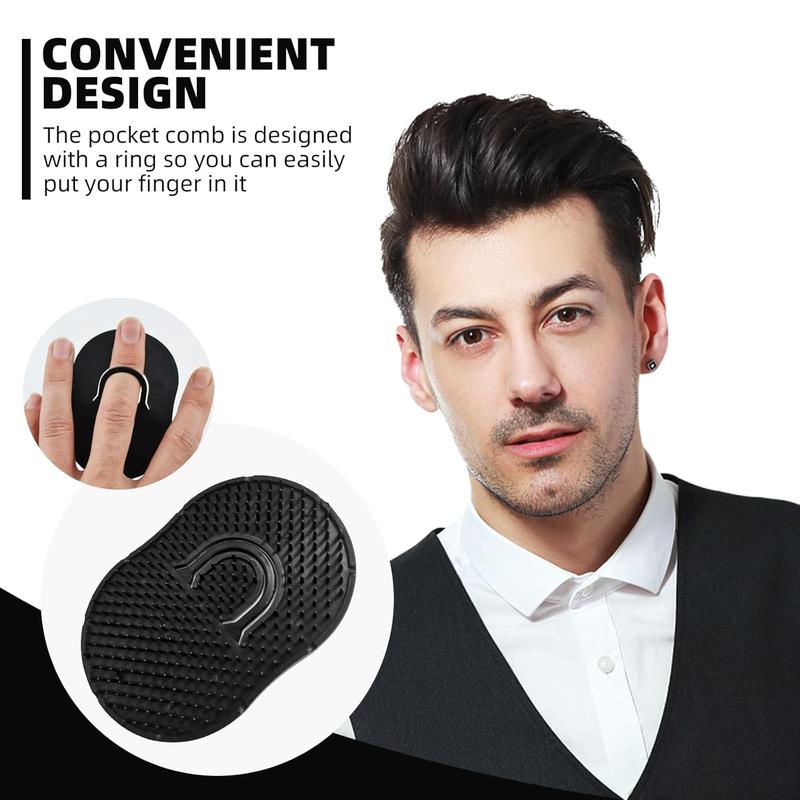 2 Packs Pocket Palm Combs, Shampoo Comb,  Hair Brush Comb, Scalp  Brush Comb, Wave Brush, Palm Hair Brush (Black)