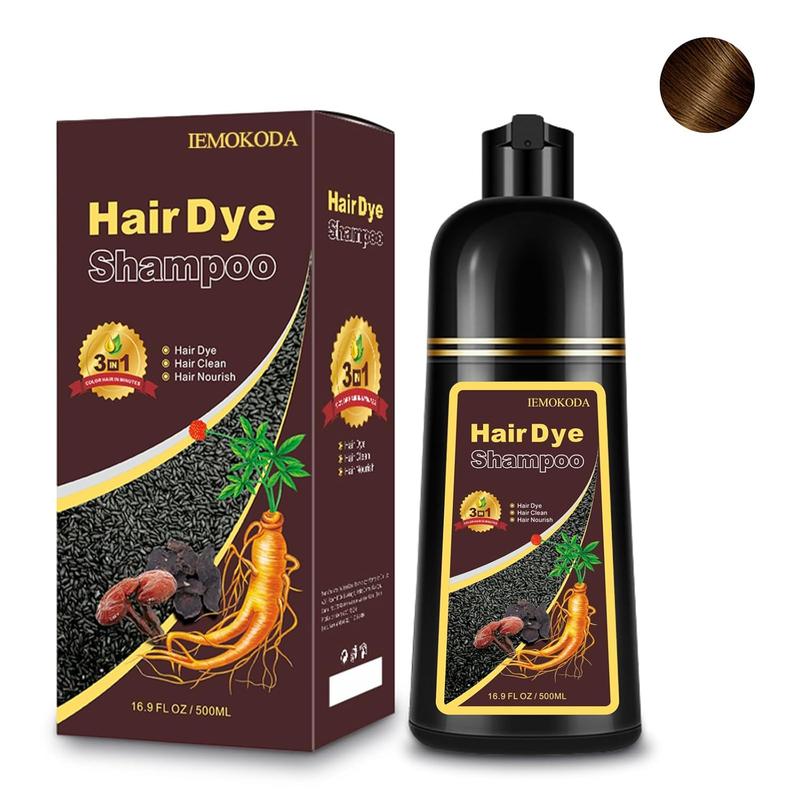 Hair Dye Shampoo 3-in-1 Champu Para Canas Mujer, Instant Coffee Herbal Hair Color Treated Shampoo, Natural Brown Long Lasting Easy to Use, for Women Men Christmas Gift, 500ml Haircare Salon