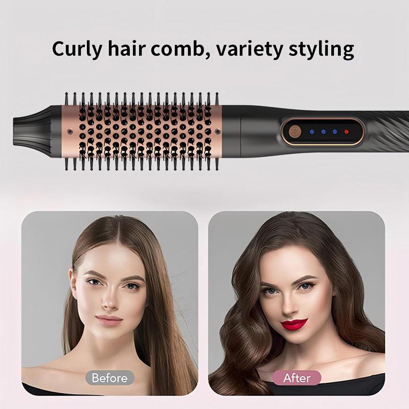 Electric Heating Curling Comb, Anti-scald Round Hair Styling & Volumizing Brush, Ceramic Heated Hair Curling Brush, Curling and Straightening Dual Purpose Comb