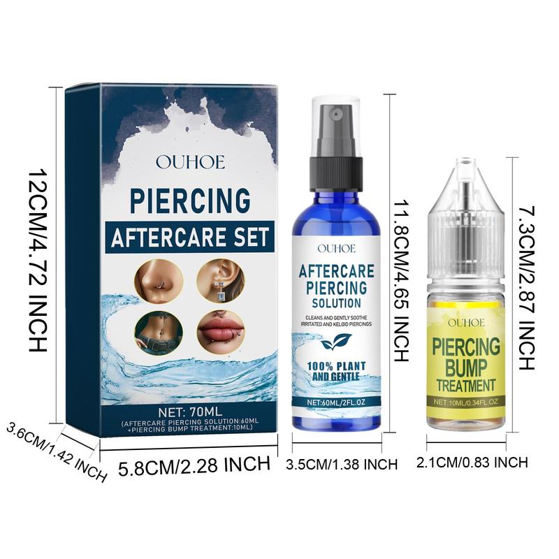 Piercing Aftercare Set, 1 Box Gentle Cleaning Ear Hole Care Liquid & Drops, Non-electric Ear Wax Removal Products for Women & Men, Christmas Gift