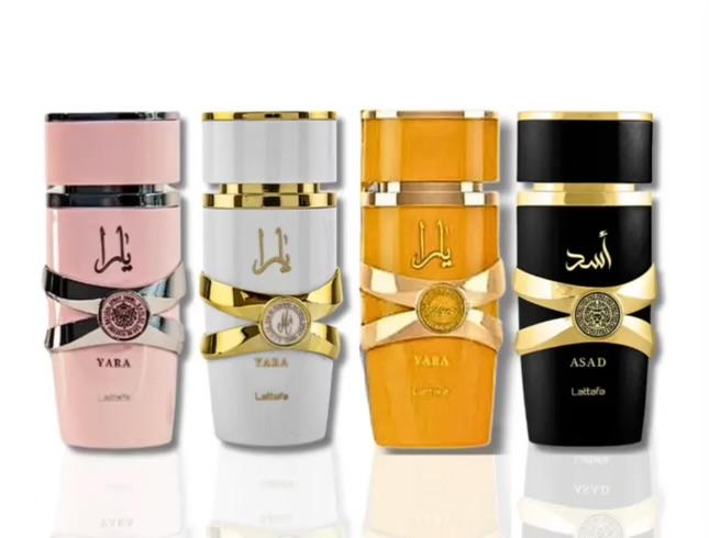 Lattafa Perfumes | [4 Pack Bundle] Asad, Yara Tous, Yara Moi & Yara EDP - 3.4 OZ Each. His & Hers bundle. Fragrance Scent