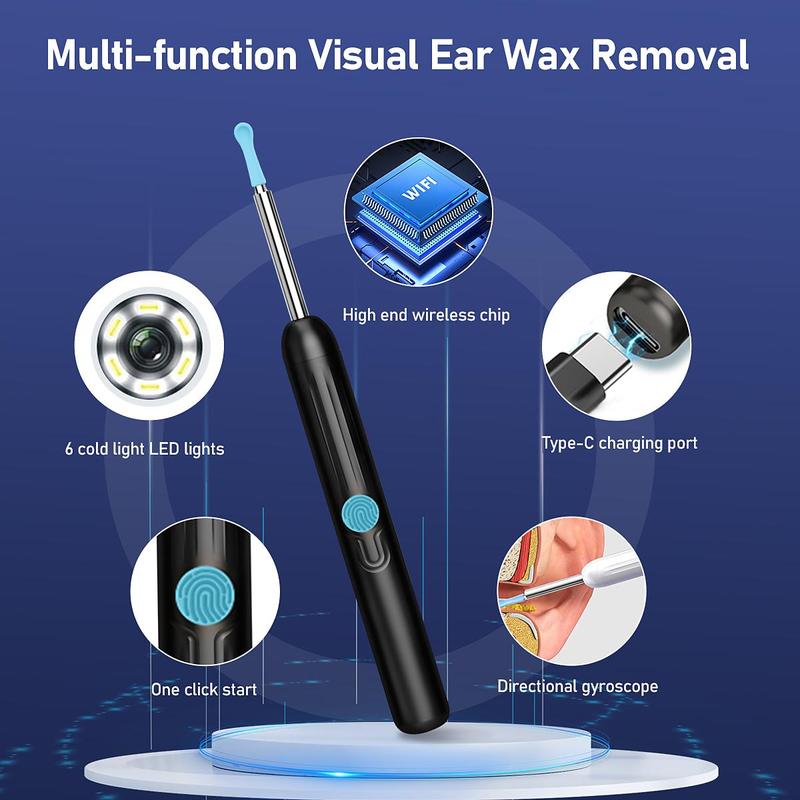 Spring Ear Wax Removal Tool with Camera, 1 Set Portable Type-c Rechargeable Ear Cleaner, Waterproof Endoscope Ear Cleaning Tool, Birthday Party Gifts, Halloween, Christmas Gift