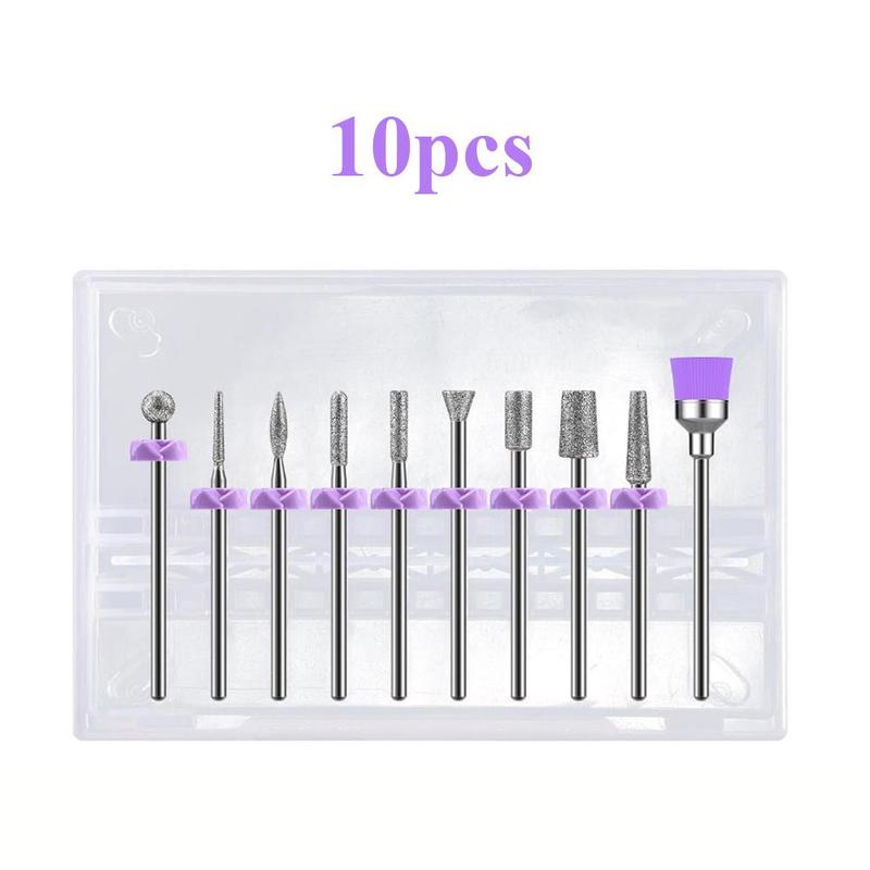 Nail Drill Bits Set, 10pcs set Durable Sanding Bit Set, Professional Manicure & Pedicure Tools for Home & Salon Use