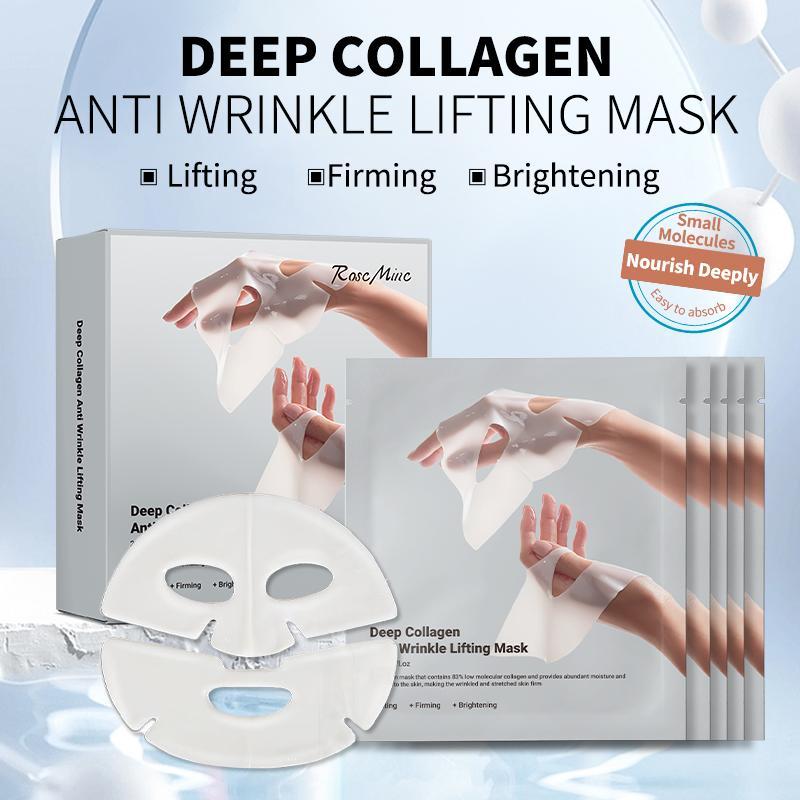 Collagen Facial Mask, 5 Counts box Deep Moisturizing Facial Mask, Lifting and Firming Mask, Hydrating Face Skin Care Mask, Face Care Product for Women & Men