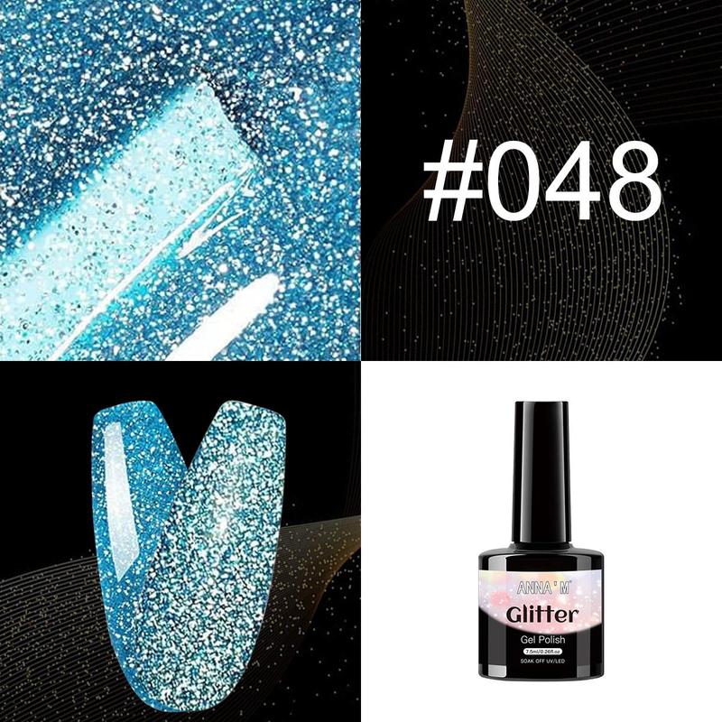 Glitter Nail Polish, 6 Counts Shimmering Nail Gel, Nail Art & Nail Polish for Women & Girls, Professional Nail Art Products for Home & Salon Use