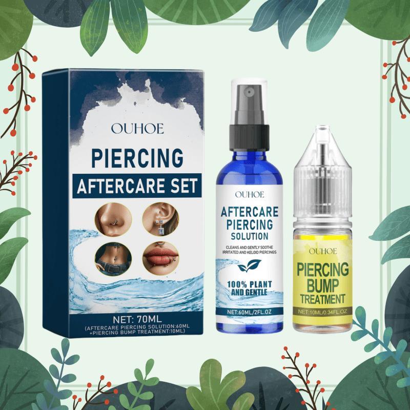 Piercing Aftercare Set, 1 Box Gentle Cleaning Ear Hole Care Liquid & Drops, Non-electric Ear Wax Removal Products for Women & Men, Christmas Gift