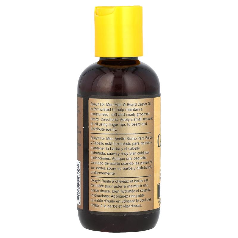 Okay Pure Naturals Castor Oil, Hair & Beard, For Men, 4 oz (118 ml)