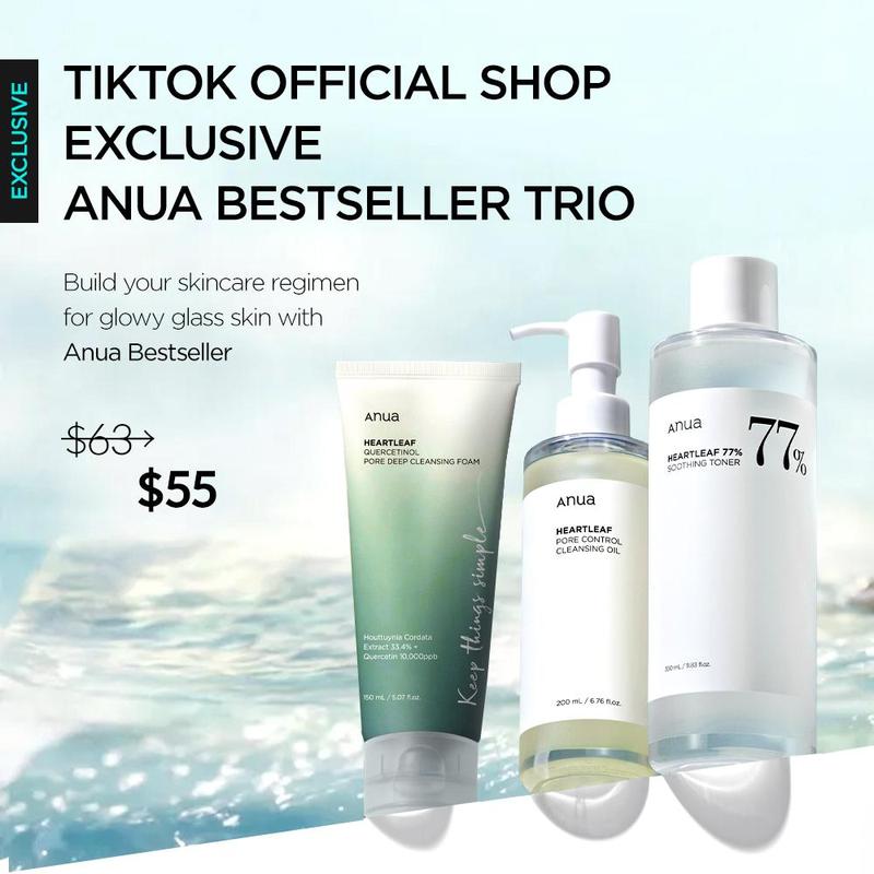 [Anua Official Shop] Anua Best Seller Trio (Oil Cleanser + Deep Cleansing Foam + Calming Toner)｜Gentle Korean Skincare, Facial cleanser