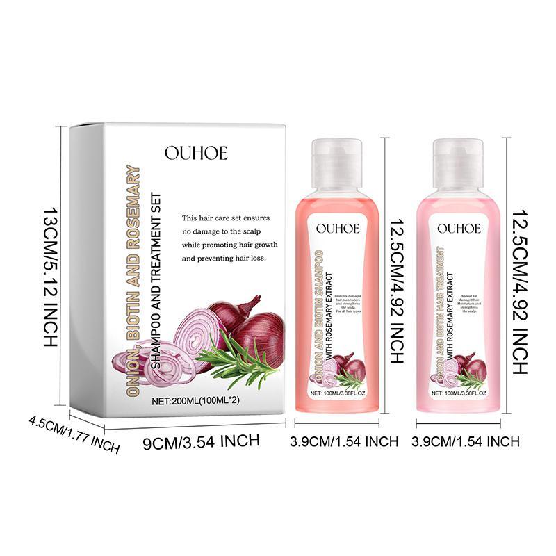 Onion Extract Shampoo & Hair Care Serum Set, 3 Counts set Hair Strengthening Shampoo & Hair Nourishing Serum, Hair Care & Styling Product for Women & Men