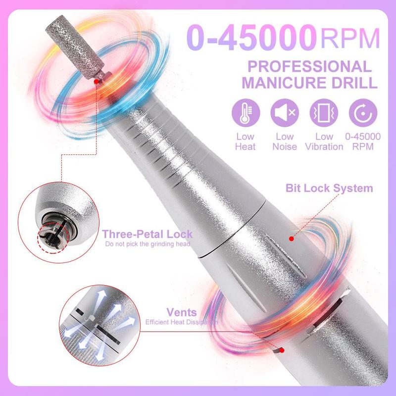 Professional Cordless Electric Nail Drill Kit for Christmas Gift, 1 Box Portable Low Noise Nail Drilling Machine & Nail Drill Bits & Accessories, Manicure & Pedicure Tool for Home & Salon Use