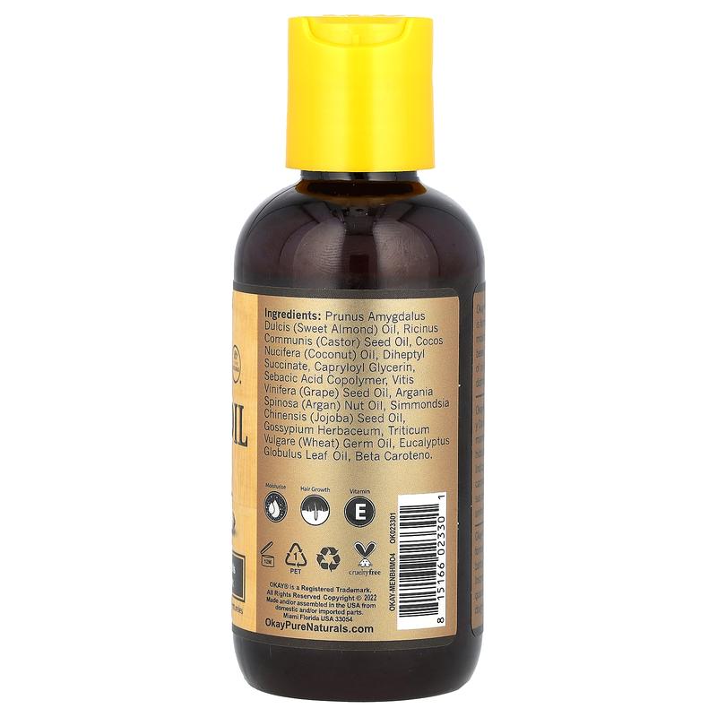 Okay Pure Naturals Castor Oil, Hair & Beard, For Men, 4 oz (118 ml)