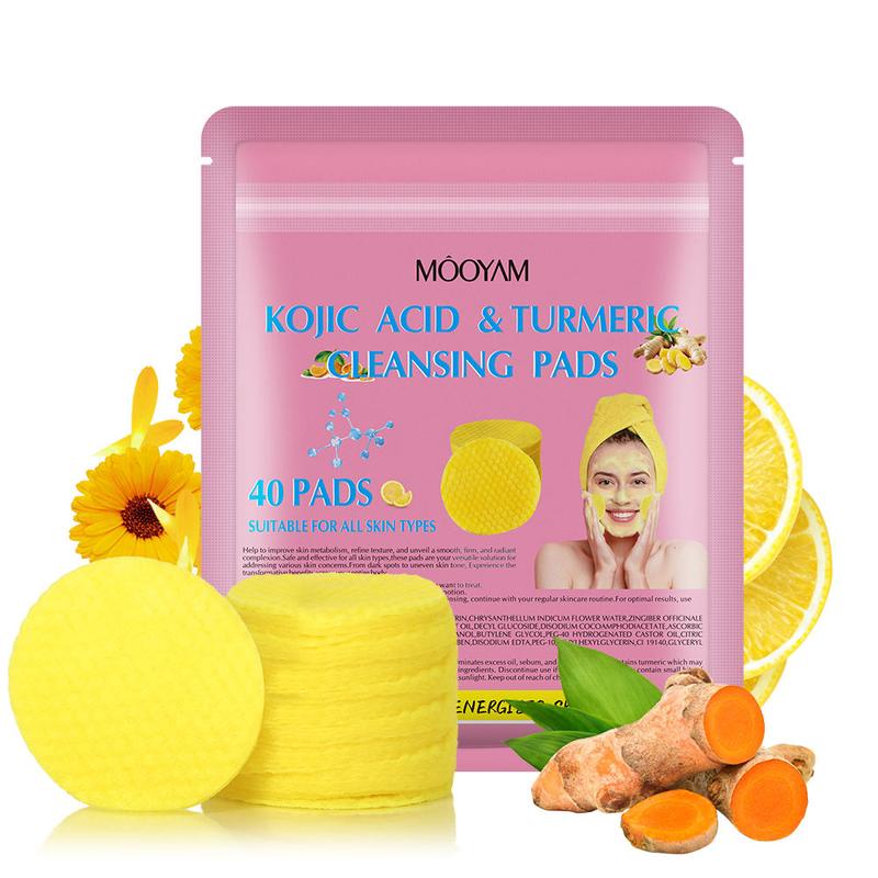 Turmeric Kojic Acid Cleansing Exfoliating Pads Facial Cleansing Foaming Skincare Organic Gentle Smooth Skin Repair Cleanser  Chamomile