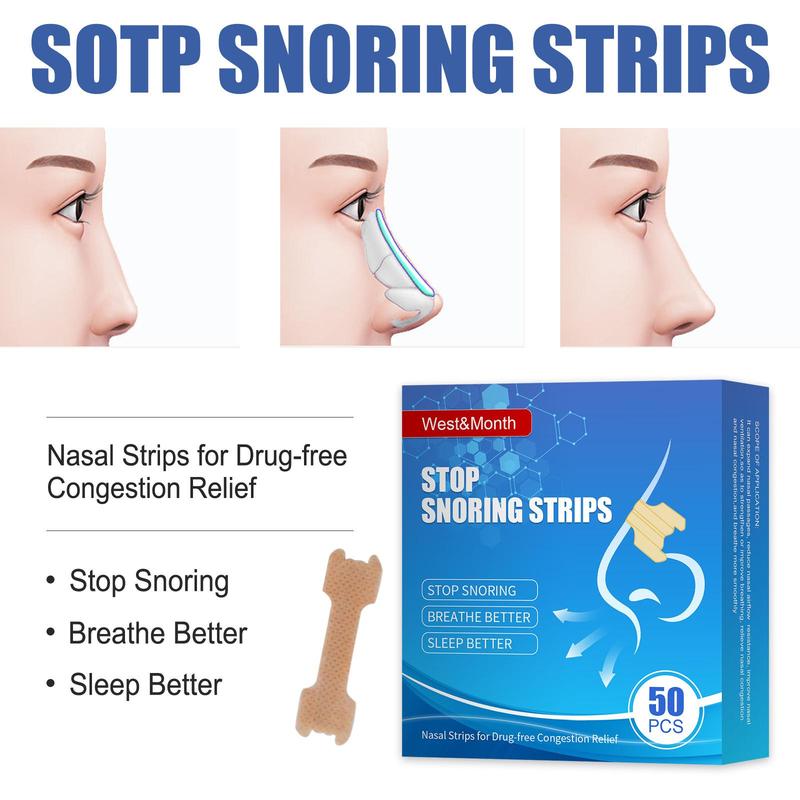 Nasal Strips for Better Sleep, 50pcs box Anti Snoring Nose Strips, Nasal Congestion Relief Strips, Breathable Nose Strips for Adults & Teens