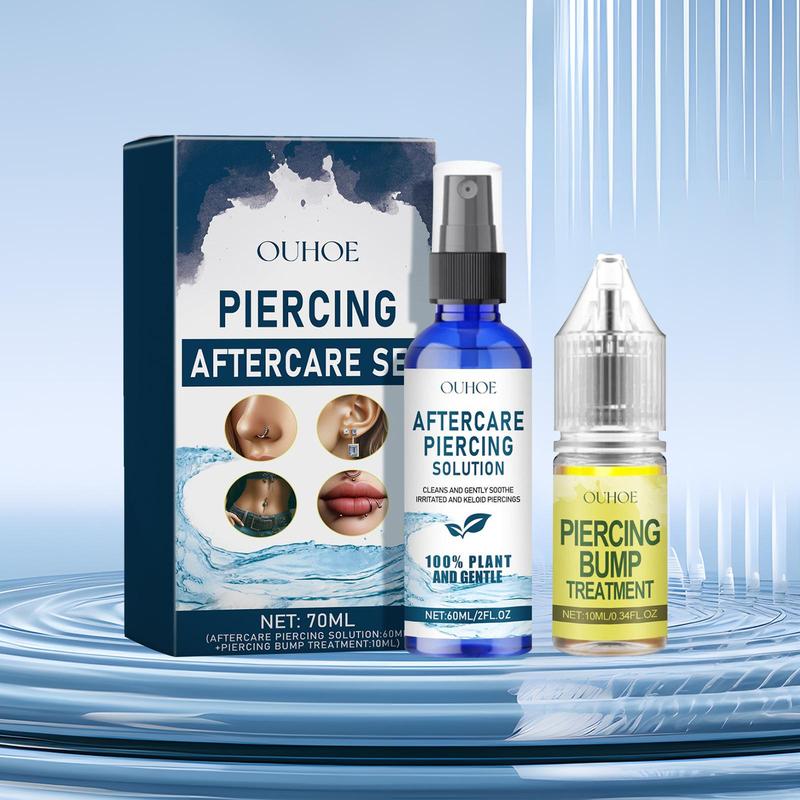 Piercing Aftercare Set, 1 Box Gentle Cleaning Ear Hole Care Liquid & Drops, Non-electric Ear Wax Removal Products for Women & Men, Christmas Gift