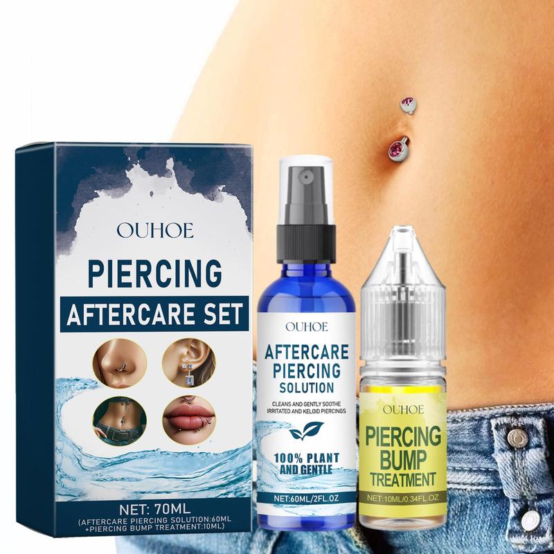 Piercing Aftercare Set, 1 Box Gentle Cleaning Ear Hole Care Liquid & Drops, Non-electric Ear Wax Removal Products for Women & Men, Christmas Gift