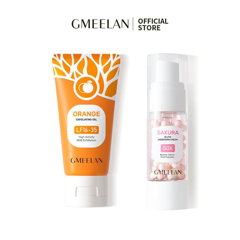 GMEELAN 2pcs Skincare Set With Orange Enzymes Exfoliating Gel 50G Sakura Gluta Underarm Cream 30G