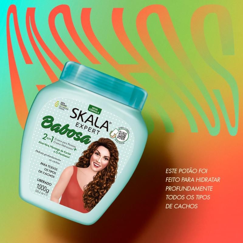 SKALA BABOSA ALOE VERA - For Dry and Messy, Curly or Super Curly Hair - 2 in 1 Conditioning Treatment Cream - Net 35.27 Oz (Pack of 1)  100% VEGAN