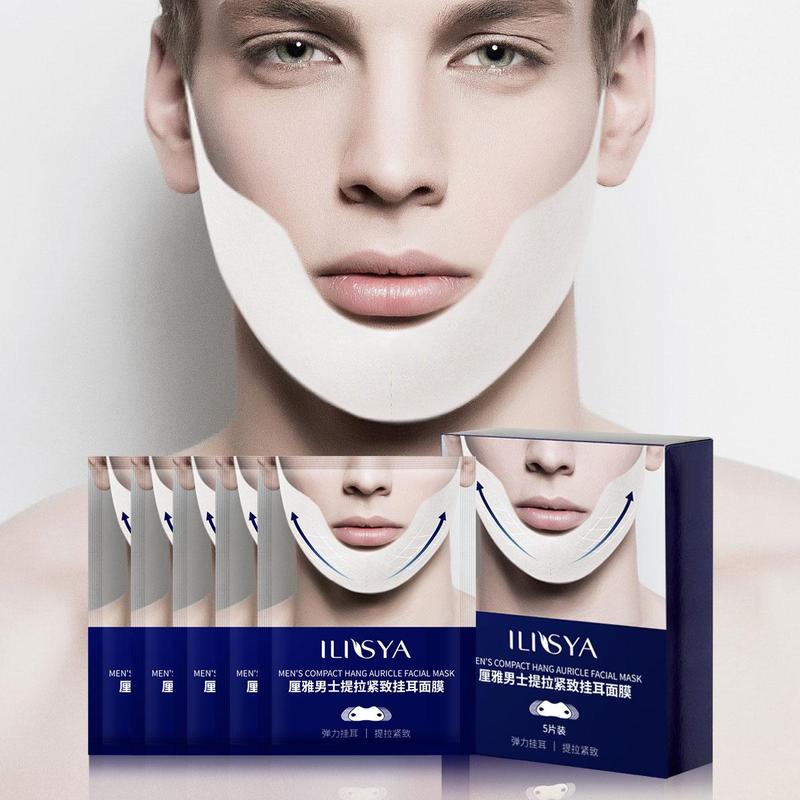 Men's V-face Lifting Mask Sticking Bandage, 5 Pairs box Firming Face Sleeping Ear Lifting Double Chin Mask, Face Lifting Mask for Men