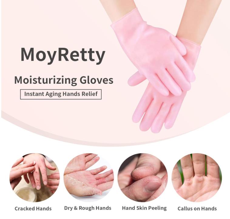 MoyRetty 2 Pairs Moisturizing Glove Socks Set, Silicone Gel Spa Socks for Dry Cracked Skin