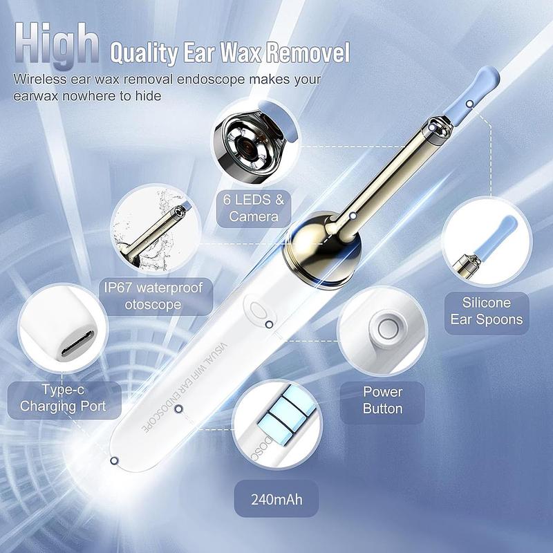 Wireless Visual Ear Pick, 1 Box Ear Cleaner with Camera, Ear Wax Removal Tool with Light, Ear Wax Removal Tool for Tablets and Smartphones