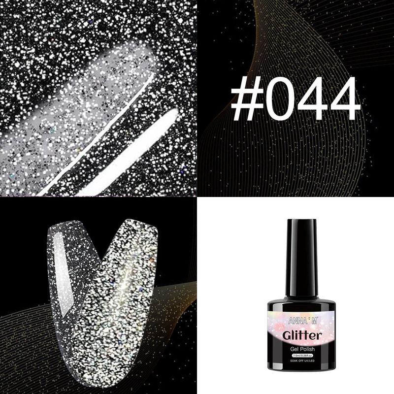 Glitter Nail Polish, 6 Counts Shimmering Nail Gel, Nail Art & Nail Polish for Women & Girls, Professional Nail Art Products for Home & Salon Use