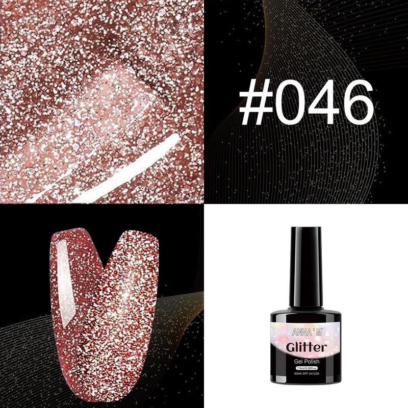 Glitter Nail Polish, 6 Counts Shimmering Nail Gel, Nail Art & Nail Polish for Women & Girls, Professional Nail Art Products for Home & Salon Use